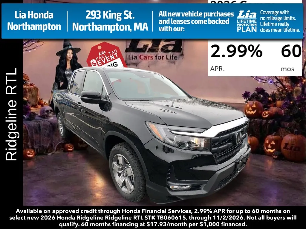 Black 2026 Honda Ridgeline RTL for sale in Northampton, MA