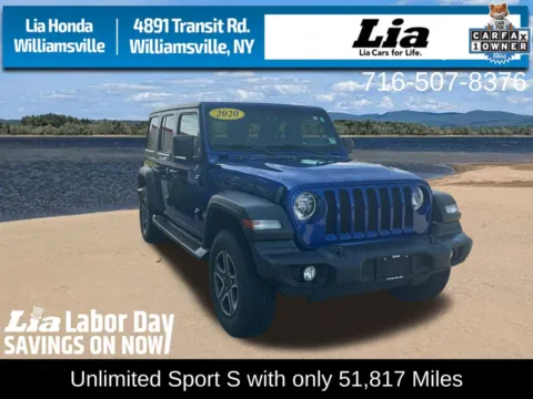 Blue 2020 Jeep Wrangler Unlimited Sport S for sale in Buffalo, NY