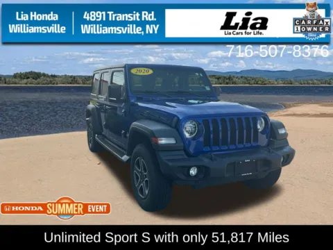 Blue 2020 Jeep Wrangler Unlimited Sport S for sale in Buffalo, NY