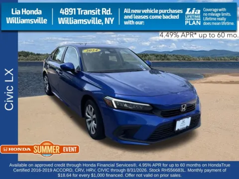 Blue 2024 Honda Civic LX for sale in Buffalo, NY