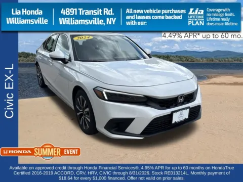 White 2024 Honda Civic EX-L for sale in Buffalo, NY