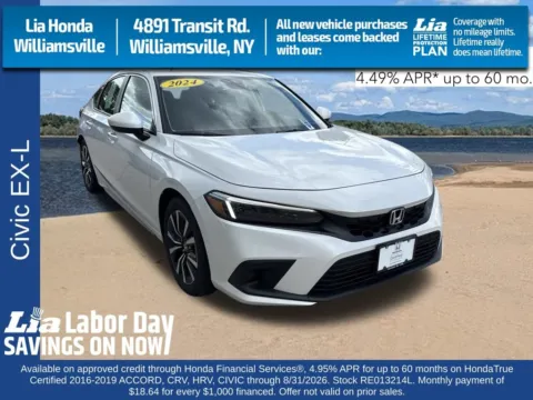 White 2024 Honda Civic EX-L for sale in Buffalo, NY