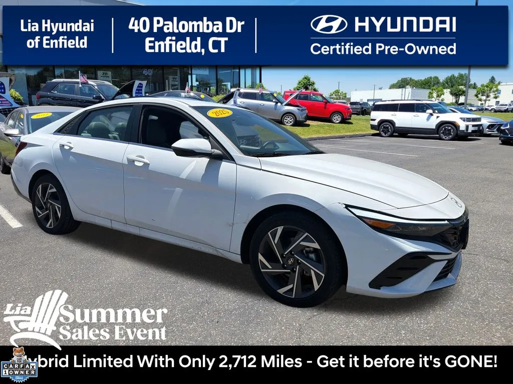 White 2025 Hyundai Elantra Hybrid Limited for sale in Enfield, CT