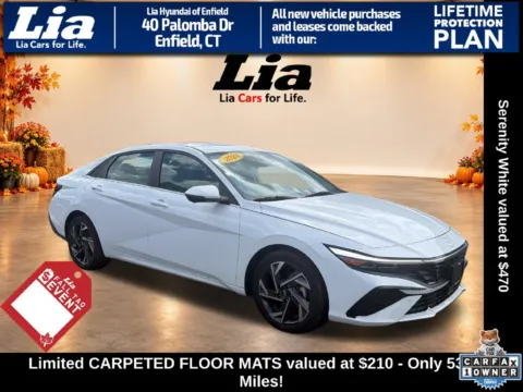 White 2024 Hyundai Elantra Limited for sale in Enfield, CT