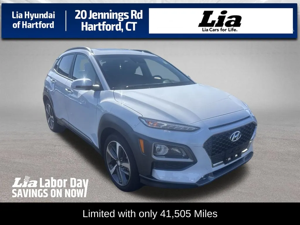 White 2019 Hyundai Kona Limited for sale in Hartford, CT