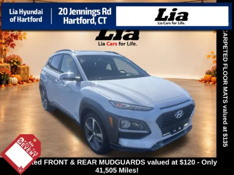 White 2019 Hyundai Kona Limited for sale in Hartford, CT