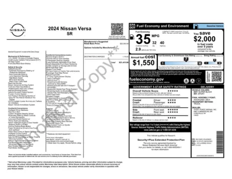 More photos of 2024 Nissan Versa 1.6 SR at Lia Nissan of Colonie, NY