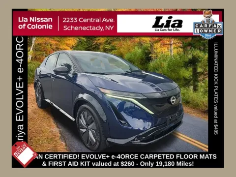 Blue 2024 Nissan Ariya EVOLVE+ e-4ORCE for sale in Schenectady, NY