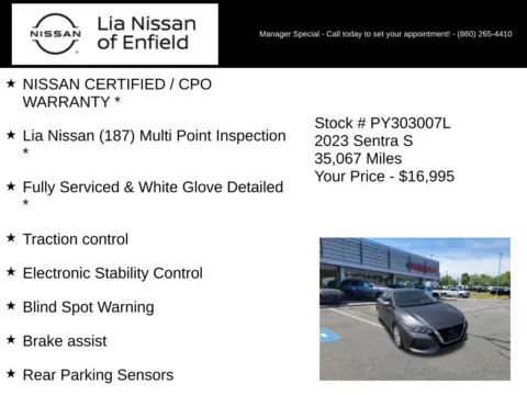 More photos of 2023 Nissan Sentra S at Lia Nissan of Enfield, CT