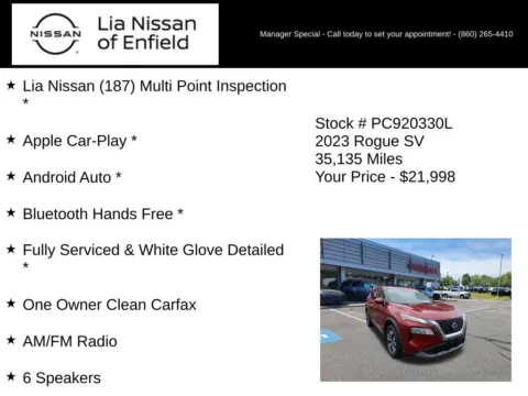 More photos of 2023 Nissan Rogue SV at Lia Nissan of Enfield, CT