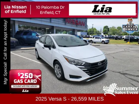 White 2025 Nissan Versa 1.6 S for sale in Enfield, CT