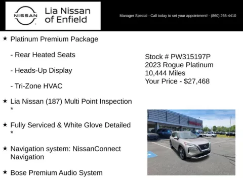 More photos of 2023 Nissan Rogue Platinum at Lia Nissan of Enfield, CT