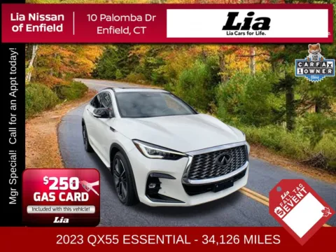 White 2023 INFINITI QX55 ESSENTIAL for sale in Enfield, CT