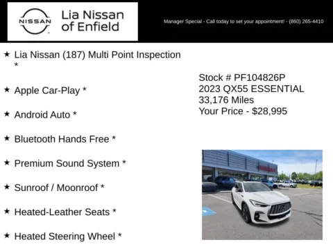 More photos of 2023 INFINITI QX55 ESSENTIAL at Lia Nissan of Enfield, CT