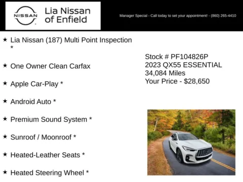 More photos of 2023 INFINITI QX55 ESSENTIAL at Lia Nissan of Enfield, CT