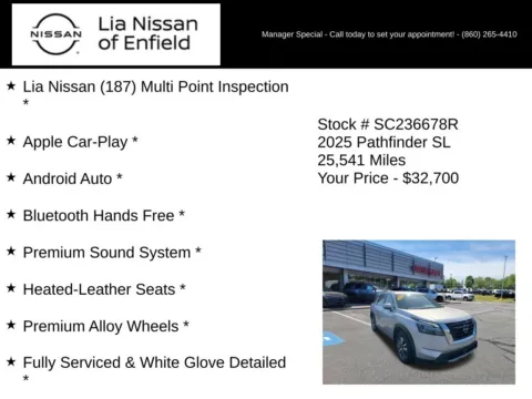 More photos of 2025 Nissan Pathfinder SL at Lia Nissan of Enfield, CT