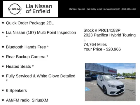 More photos of 2023 Chrysler Pacifica Hybrid Touring L at Lia Nissan of Enfield, CT