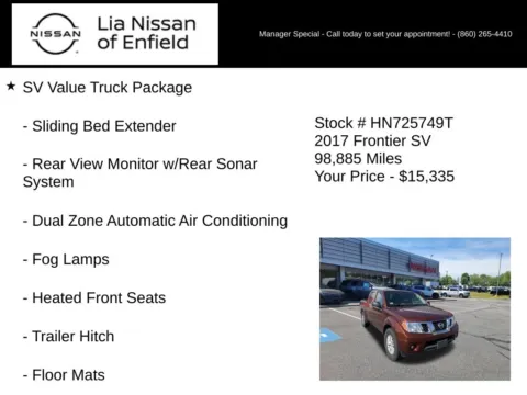 More photos of 2017 Nissan Frontier SV at Lia Nissan of Enfield, CT