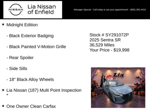 More photos of 2025 Nissan Sentra SR at Lia Nissan of Enfield, CT