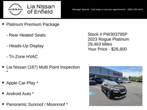 More photos of 2023 Nissan Rogue Platinum at Lia Nissan of Enfield, CT