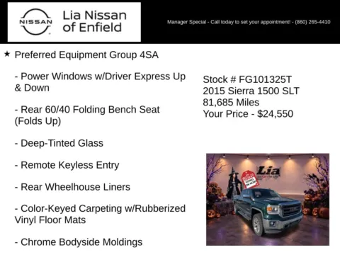 More photos of 2015 GMC Sierra 1500 SLT at Lia Nissan of Enfield, CT