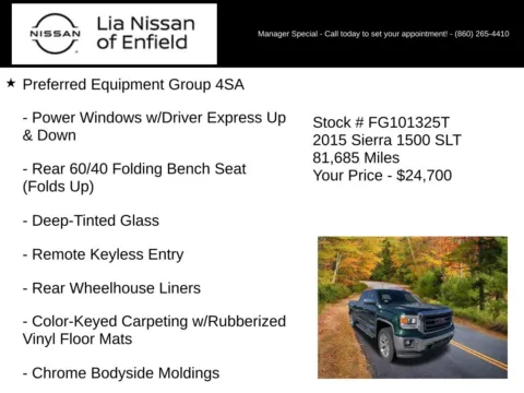 More photos of 2015 GMC Sierra 1500 SLT at Lia Nissan of Enfield, CT