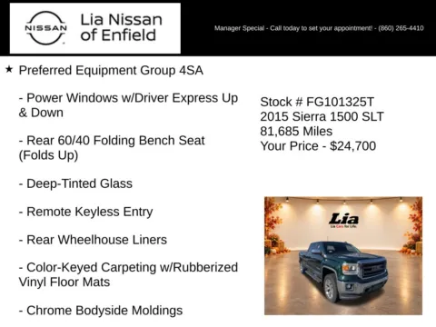More photos of 2015 GMC Sierra 1500 SLT at Lia Nissan of Enfield, CT