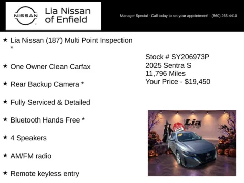 More photos of 2025 Nissan Sentra S at Lia Nissan of Enfield, CT
