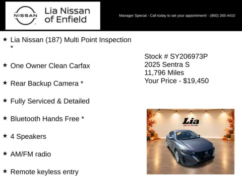 More photos of 2025 Nissan Sentra S at Lia Nissan of Enfield, CT