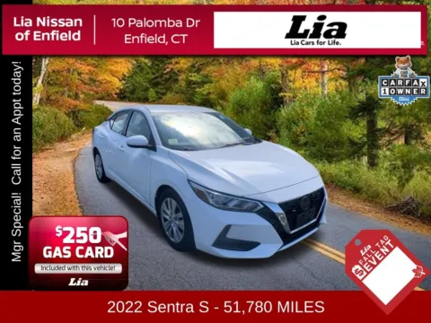 White 2022 Nissan Sentra S for sale in Enfield, CT