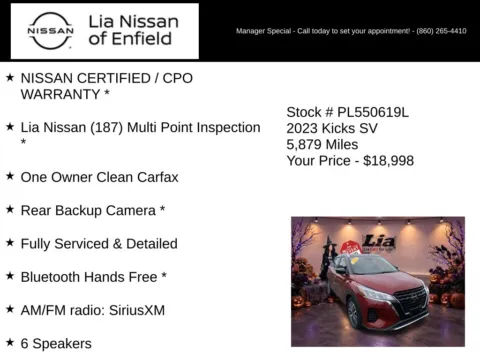 More photos of 2023 Nissan Kicks SV at Lia Nissan of Enfield, CT