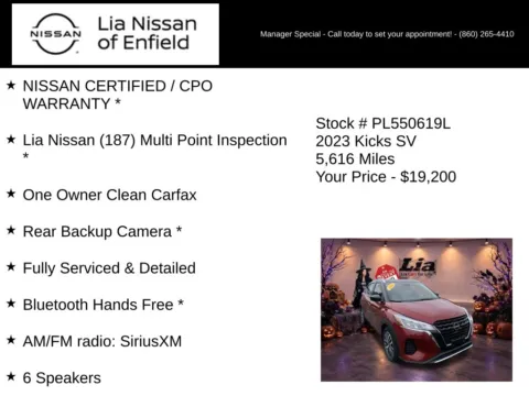 More photos of 2023 Nissan Kicks SV at Lia Nissan of Enfield, CT