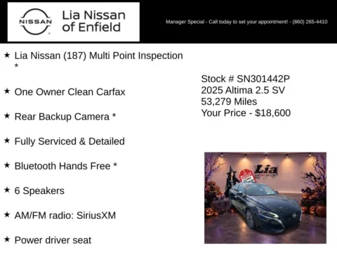 More photos of 2025 Nissan Altima 2.5 SV at Lia Nissan of Enfield, CT