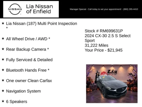 More photos of 2024 Mazda CX-30 2.5 S Select Sport at Lia Nissan of Enfield, CT