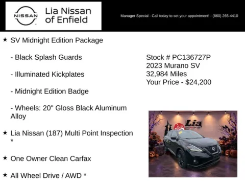 More photos of 2023 Nissan Murano SV at Lia Nissan of Enfield, CT