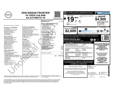 More photos of 2026 Nissan Frontier SV at Lia Nissan of Enfield, CT