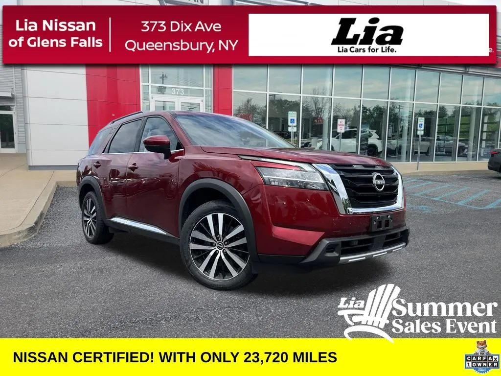 Red 2023 Nissan Pathfinder Platinum for sale in Queensbury, NY