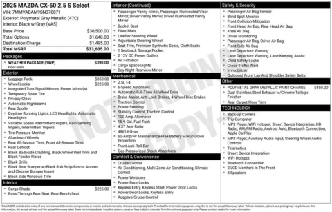 More photos of 2025 Mazda CX-50 2.5 S Select Package at Lia Nissan of Glens Falls, NY