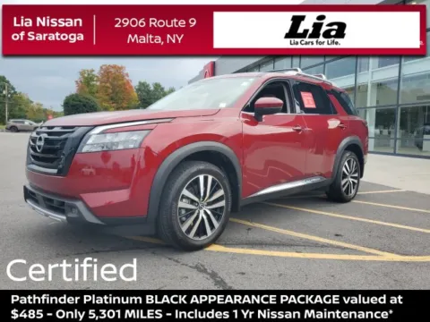 Red 2025 Nissan Pathfinder Platinum for sale in Malta, NY
