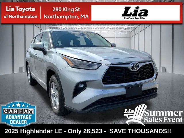 Silver 2025 Toyota Highlander LE AWD for sale in Northampton, MA