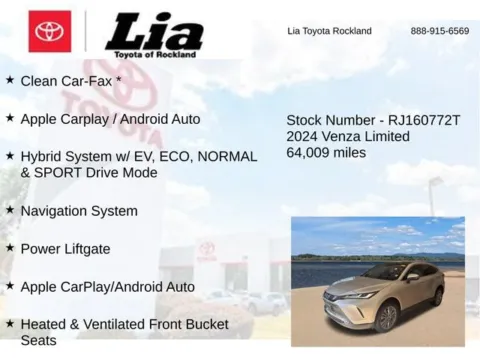 More photos of 2024 Toyota Venza Limited at Lia Toyota of Rockland, NY
