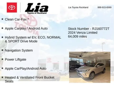 More photos of 2024 Toyota Venza Limited at Lia Toyota of Rockland, NY