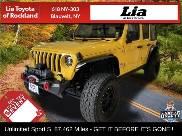 Yellow 2018 Jeep Wrangler Unlimited Sport S for sale in Blauvelt, NY