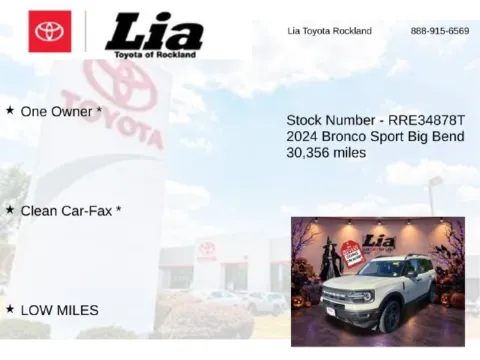 More photos of 2024 Ford Bronco Sport Big Bend at Lia Toyota of Rockland, NY