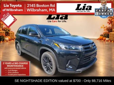Black 2019 Toyota Highlander SE for sale in Wilbraham, MA