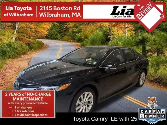 Black 2024 Toyota Camry LE for sale in Wilbraham, MA