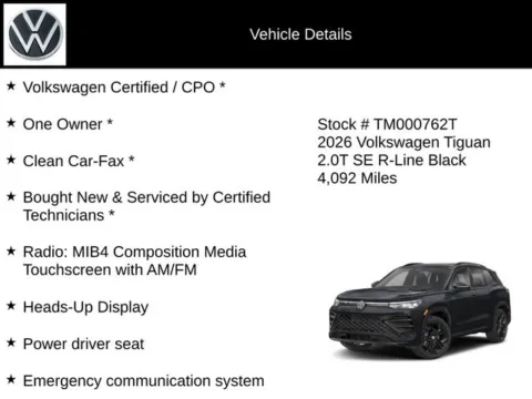Photos of 2026 Volkswagen Tiguan 2.0T SE R-Line Black for sale in Enfield, CT at Lia Volkswagen