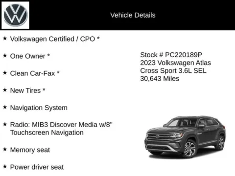 Photos of 2023 Volkswagen Atlas Cross Sport 3.6L V6 SEL for sale in Enfield, CT at Lia Volkswagen