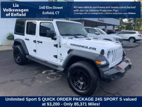 White 2018 Jeep Wrangler Unlimited Sport S for sale in Enfield, CT