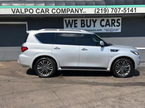 Silver 2019 INFINITI QX80 LUXE Sport Utility 4D for sale in Valparaiso, IN